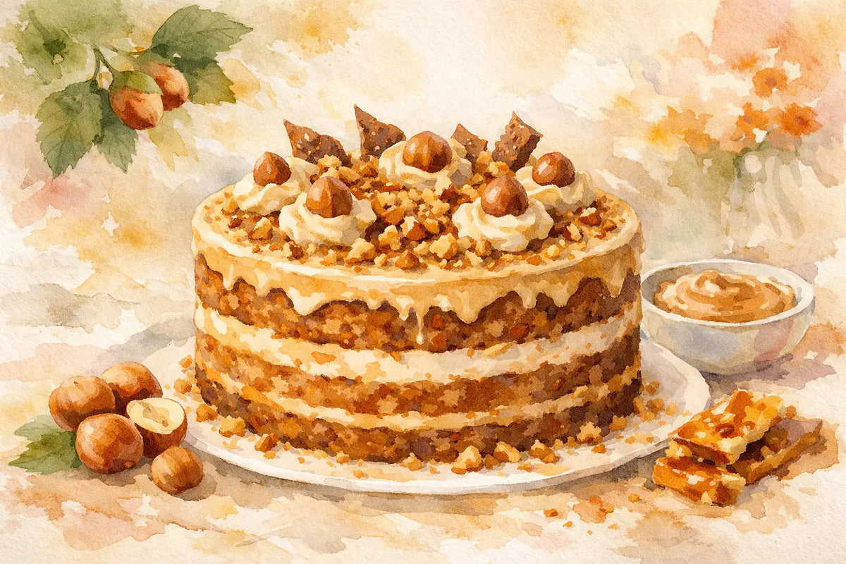 Hazelnut Praline Crunch Cake for Celebrations