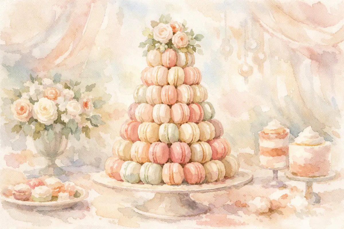 Macaron Tower for Wedding Dessert Table Styling