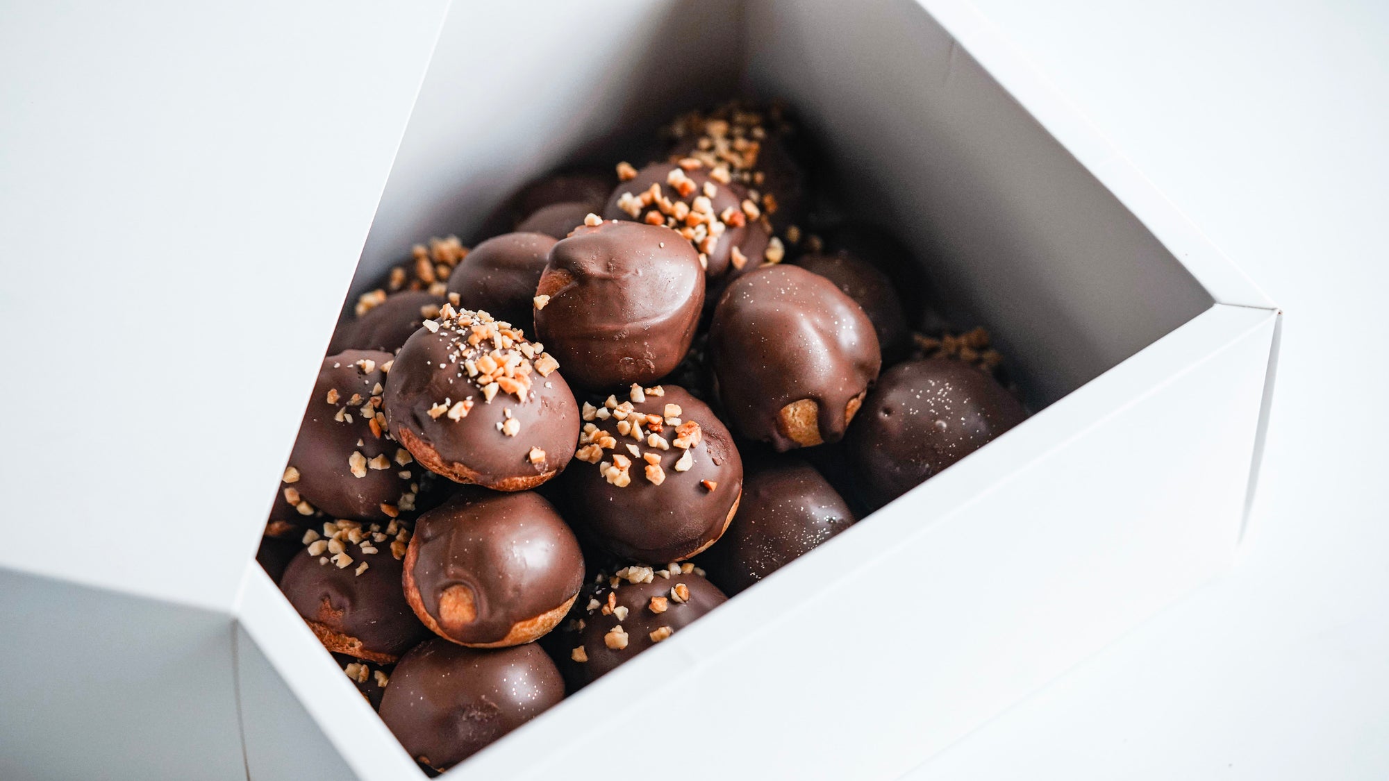 Butterscotch dipped Hazelnut Choux